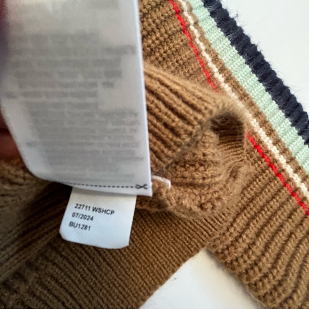 Brixton Tan and Navy Racing Striped Sweater Size Small - Picture 8 of 10